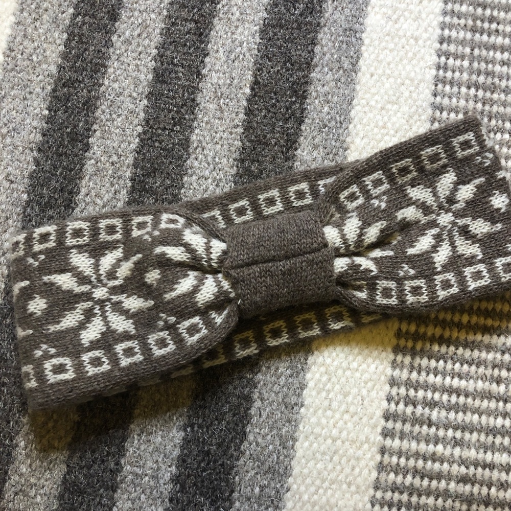 Brown White Snowflake Patterned Knit headband